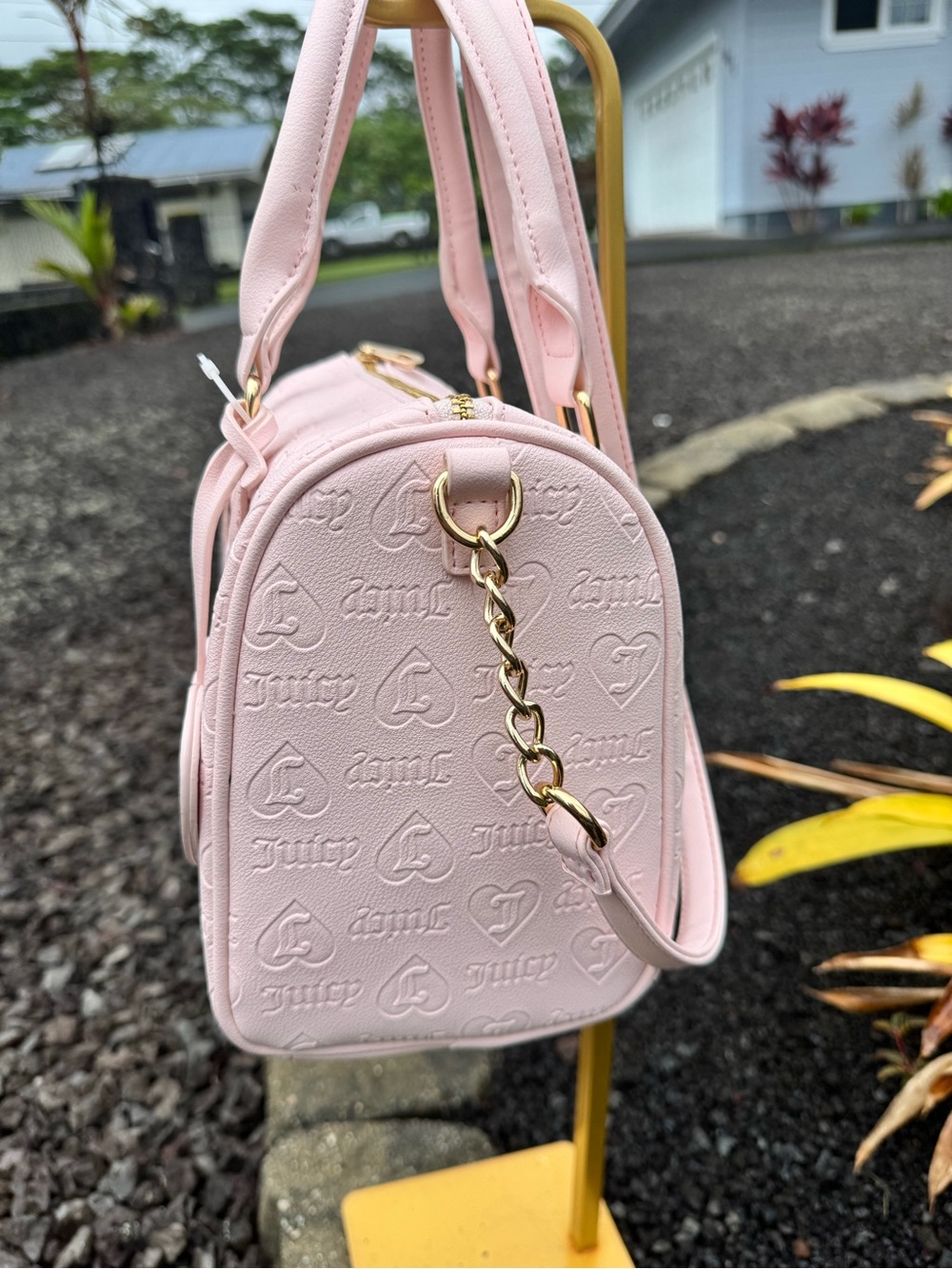 Juicy Couture NWT Powder Blush Satchel Pink Embossed Heart Bag retail $99 - Picture 4 of 12